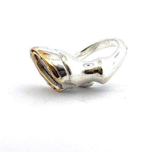 Bague 53 Bague Hermes Fer à cheval en or et corps en argent 58 Facettes