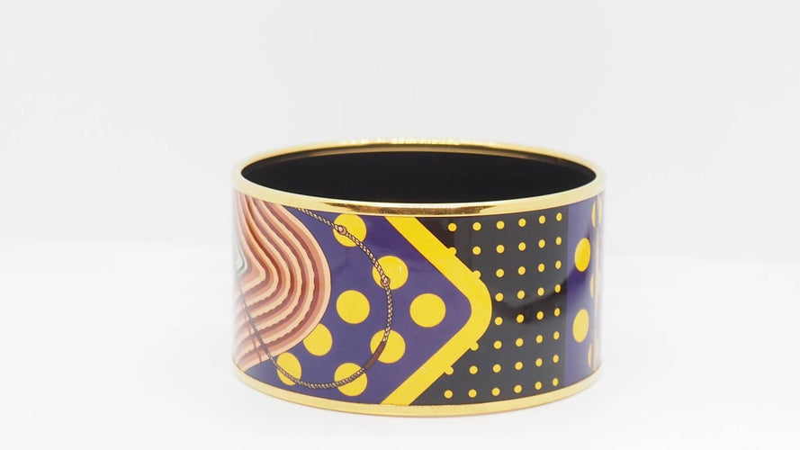 Bracelet Bracelet manchette en métal doré émaillé Hermès - Ref 30195 58 Facettes