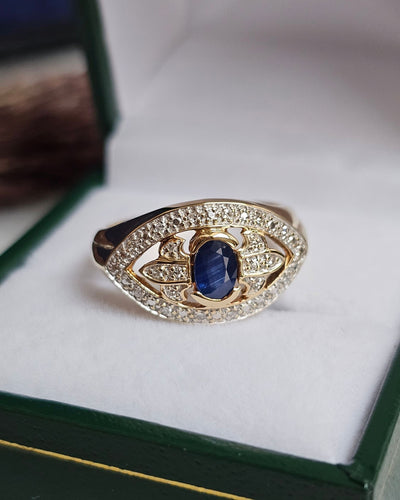 Bague 53.5 Bague or jaune, saphir, diamants 58 Facettes 457