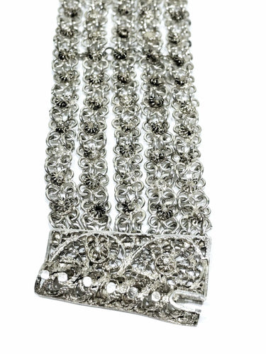 Bracelet Bracelet manchette en argent égyptien à cinq rangs de maillons 58 Facettes