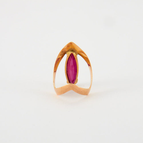 Bague 47.5 Bague Or Jaune & Pierre Rouge 58 Facettes