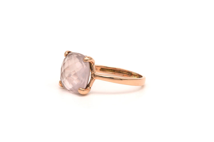 Bague 53 Bague contemporaine en or rose 18 carats sertie d'un quartz 58 Facettes 22081