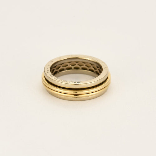 Bague 49.5 MAUBOUSSIN - Alliance or jaune et or blanc 58 Facettes PAL2835