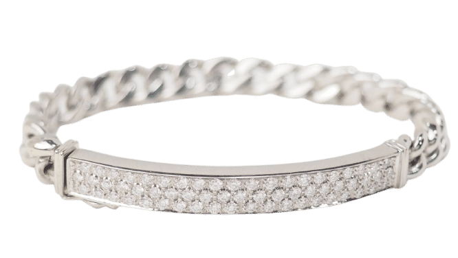 Bracelet Bracelet souple en or blanc pavé de diamants 58 Facettes 32978