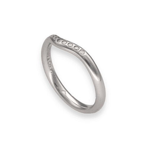 Bague 49 Demi-alliance Tiffany & Co Elsa Peretti en platine avec diamants 0,06 ct F-VVS - Taille 49 58 Facettes FB09446