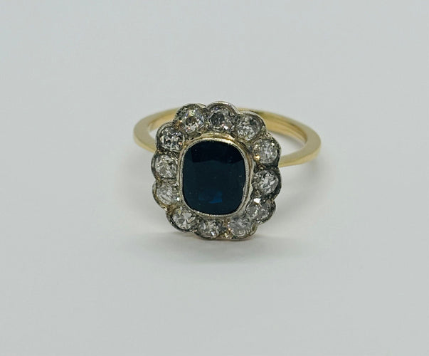 Bague 55.5 bague en or et platine avec diamants et saphir 58 Facettes Q155B