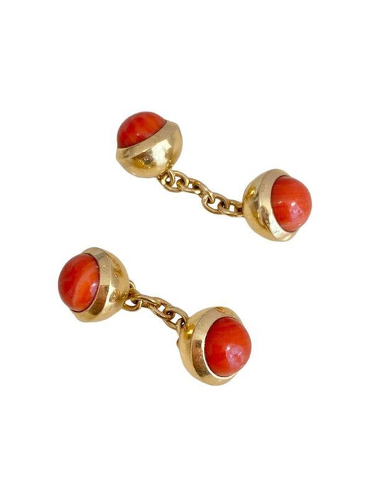 CARTIER - Paire de boutons de manchettes corail