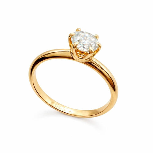 Bague 57 Solitaire en or jaune et diamant 58 Facettes 50351