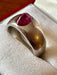 Bague 56 Bague jonc platine rubis birman cabochon 58 Facettes