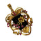 Pendentif Pendentif/broche en or jaune 1900 avec onyx et rubis 58 Facettes Q342B