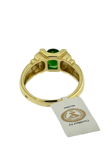 Bague 64 Bague en or jaune avec diamants et Diopside vert 58 Facettes