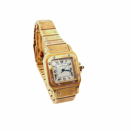 Montre Montre femme Cartier Santos galbée en or 58 Facettes
