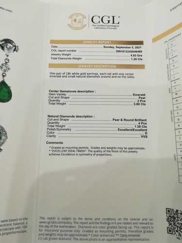 Boucles d'oreilles Boucles d'Oreilles or blanc, Emeraudes Diamants 58 Facettes