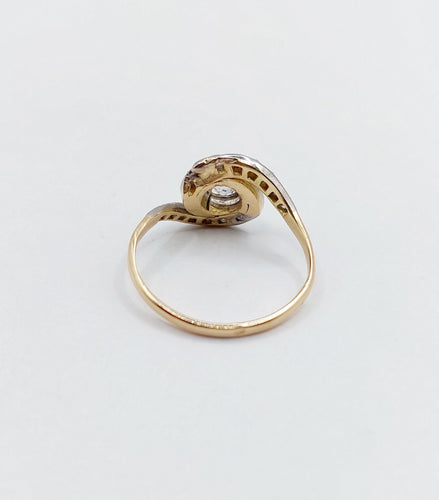 Bague 53 Bague tourbillon antique en or 18k et platine et diamants (circa 1900) 58 Facettes A06348
