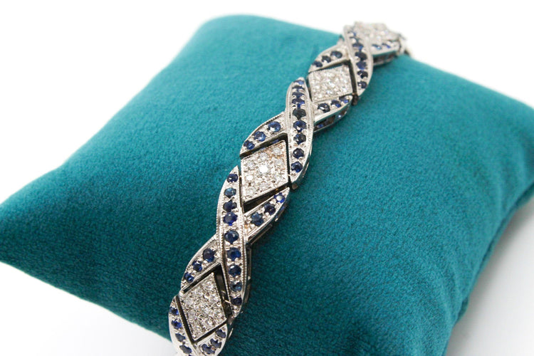 Bracelet Bracelet or blanc, diamants et saphirs 58 Facettes 240055