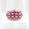 Bague Bague en or jaune 18 carats sertie de rubis ovales et de diamants 58 Facettes 132984