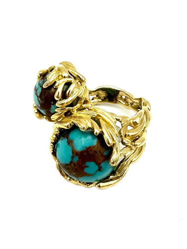 Bague 53 GILBERT ALBERT. Collection "Multi-billes", bague toi et moi or jaune 18K 58 Facettes