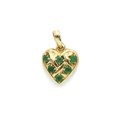Pendentif Pendentif Coeur - Or jaune et émeraudes 58 Facettes 1114