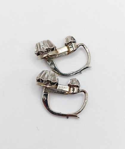 Boucles d'oreilles Dormeuses anciennes en or blanc 18k et platine serties de diamants 58 Facettes A06530