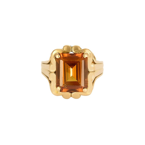 Bague 53,5 Bague cocktail en or jaune et pierre jaune de synthèse 58 Facettes LIS18612