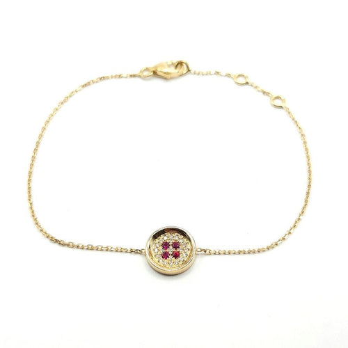 Bracelet Bracelet or blanc diamants et rubis signé Ely Bela 58 Facettes