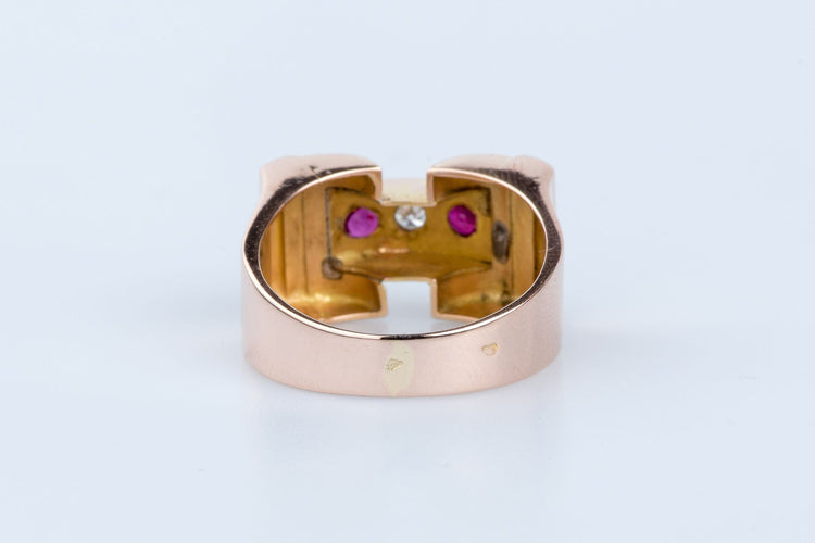 Bague 57 Bague Tank en or rose 18 carats 58 Facettes BGTKEV26