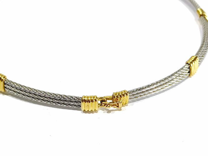 Collier FRED - Collier or et acier 58 Facettes