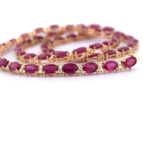 COLLANA IN ORO GIALLO 18 KT CON RUBINI E DIAMANTI 58 Facettes