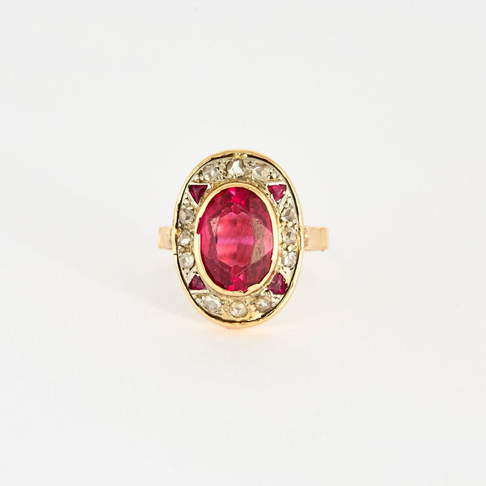 Bague 52 Bague ancienne diamants rubis Verneuil 58 Facettes