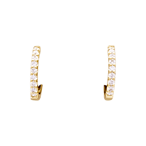 Boucles d'oreilles Paire de petites créoles en or jaune, diamants. 58 Facettes 34288