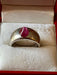 Bague 56 Bague jonc platine rubis birman cabochon 58 Facettes