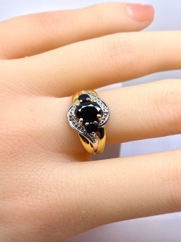 Bague 54 Bague jonc en or jaune en saphirs et diamants 58 Facettes AB575