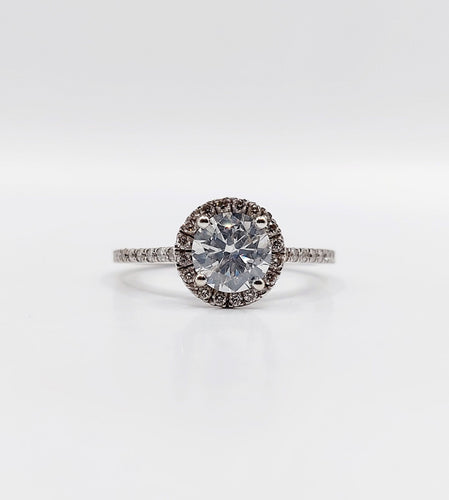 Bague solitaire or blanc, diamant 0,98 carat et certifcat AIG 58 Facettes A06225