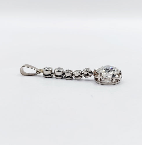 Pendentif or blanc , platine et diamant taille ancienne 1,30 carat (circa 1900)