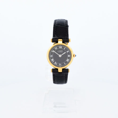 Montre Cartier Must Vendôme - Black roman dial - SM 58 Facettes