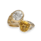 Bague 52-53 Bague Toi & Moi – Diamant 1,80 ct & Saphir Jaune Cœur 2,00 ct – Or Jaune 18k – Entourage Diamants & Saphirs – Taille 52–53 58 Facettes FB11196