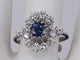 Bague 54.5 Bague saphir bleu et diamants en or blanc 58 Facettes BA-36
