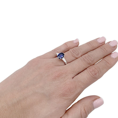 Bague 52 Bague saphir, platine et diamants. 58 Facettes 32357