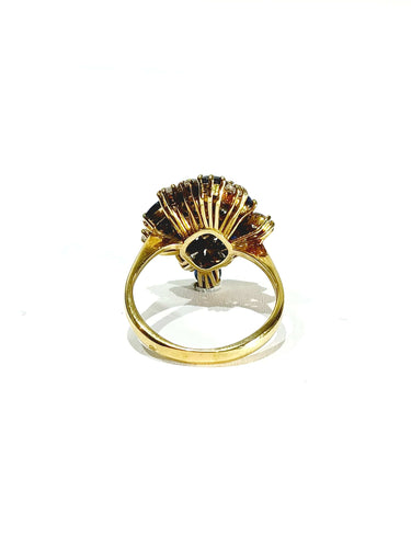 Bague 56.5 Bague Poire Or jaune, Diamants et Saphirs 58 Facettes