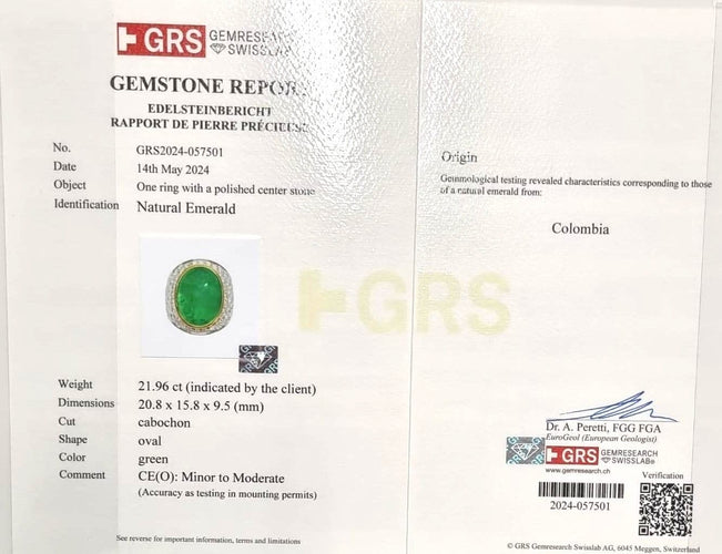 Bague 54 Bague en or 18 carats avec émeraude colombienne et diamants 58 Facettes