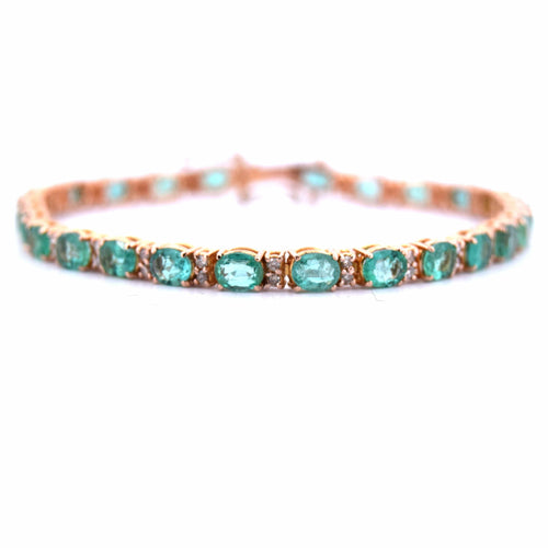 Bracelet BRACELET DE TENNIS UNISEXE - OR ROSE 18 CARATS - ÉMERAUDES NATURELLES 58 Facettes