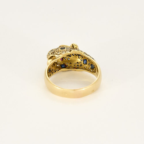 Bague 57 Bague animalière en or jaune, diamants, rubis et saphirs 58 Facettes B250565