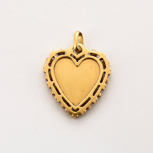 Pendentif Pendentif Coeur or jaune et rubis de synthèse 58 Facettes LOR3371