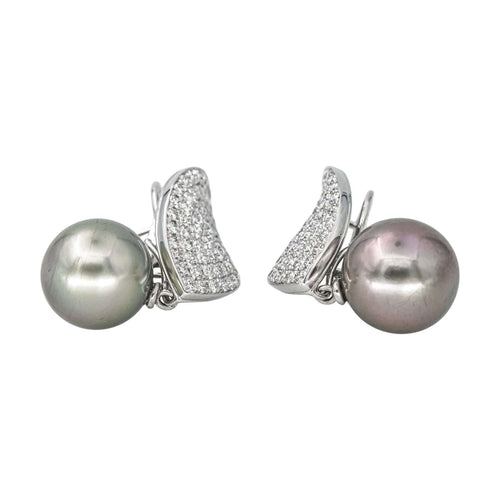Boucles d'oreilles Boucles d'oreilles  Pendantes Or blanc Diamant, Perle de tahiti 58 Facettes 4410629CN