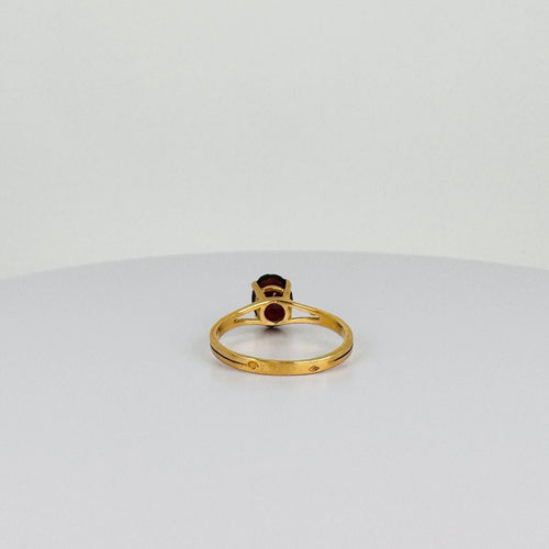 Solitaire Ring Yellow Gold, Garnet 3 carats 58 Facettes 2508017