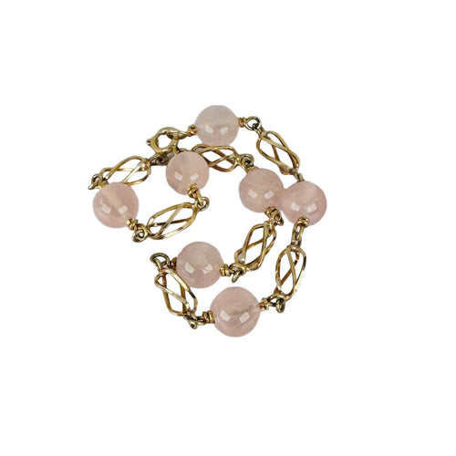 Bracelet Superbe bracelet en or jaune avec quartz rose 58 Facettes 2508034