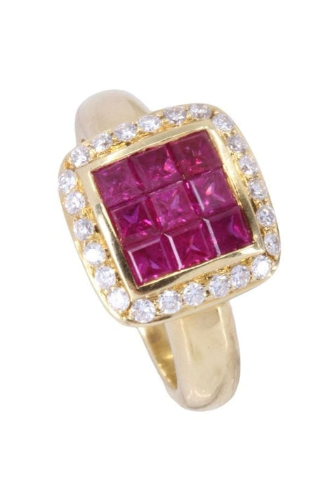 Bague 50 Bague or jaune rubis et diamants 58 Facettes 089911