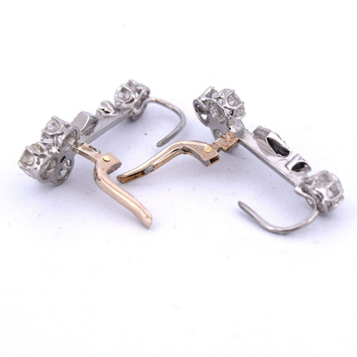 Boucles d'oreilles Boucles d'oreilles en platine et or jaune avec diamants 58 Facettes