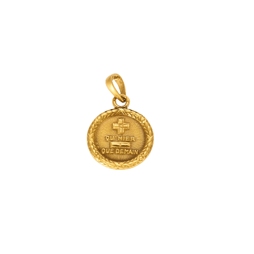 AUGIS - Pendentif ancien médaille d’amour en or jaune 750