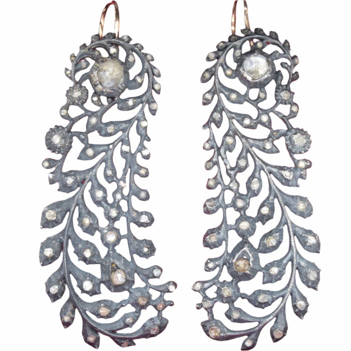 Boucles d'oreilles Boucles d'oreilles diamants argent et or de l'ère victorienne 58 Facettes